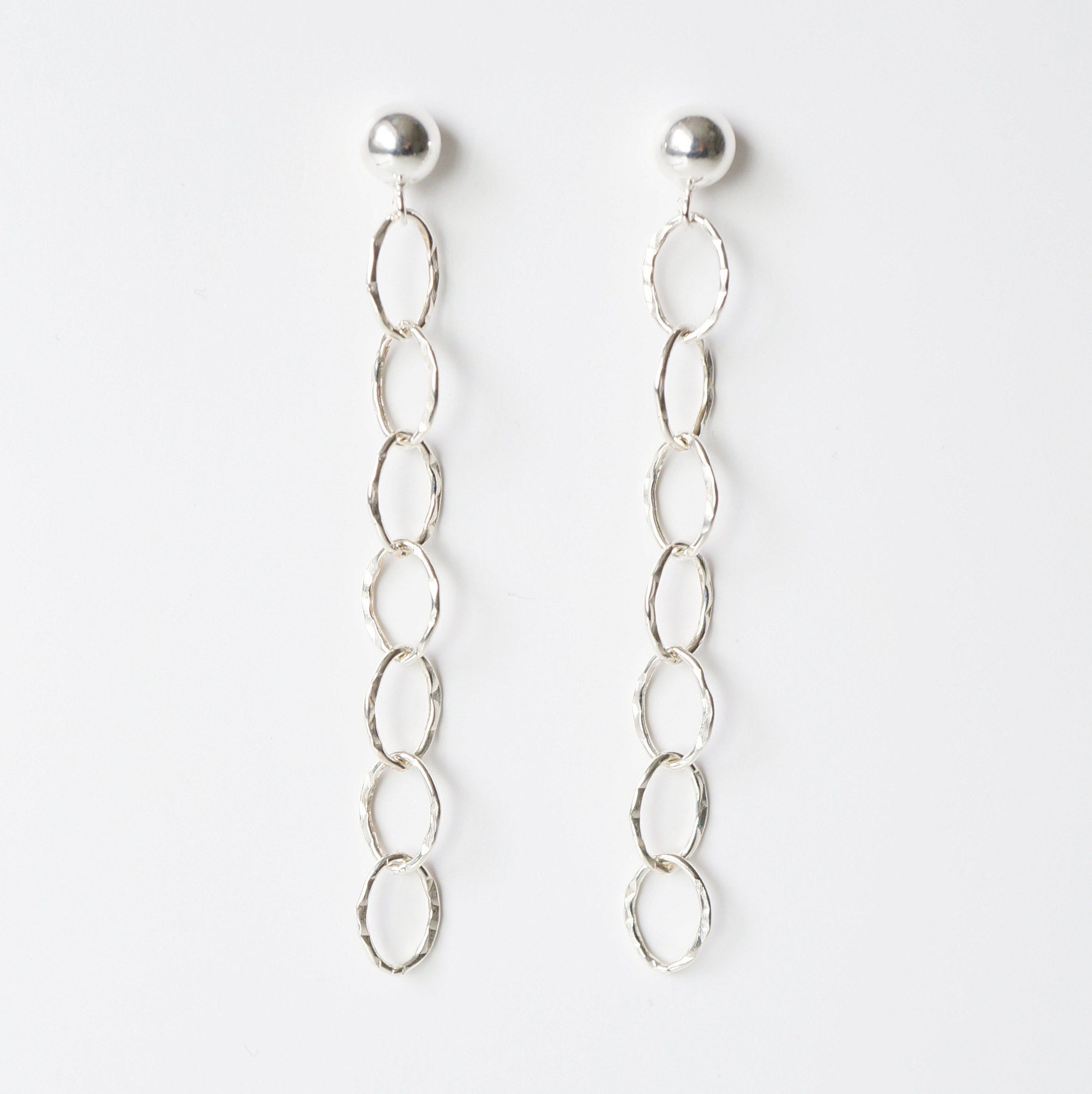 Silver textured loop earrings on sterling silver studs (Germaine)