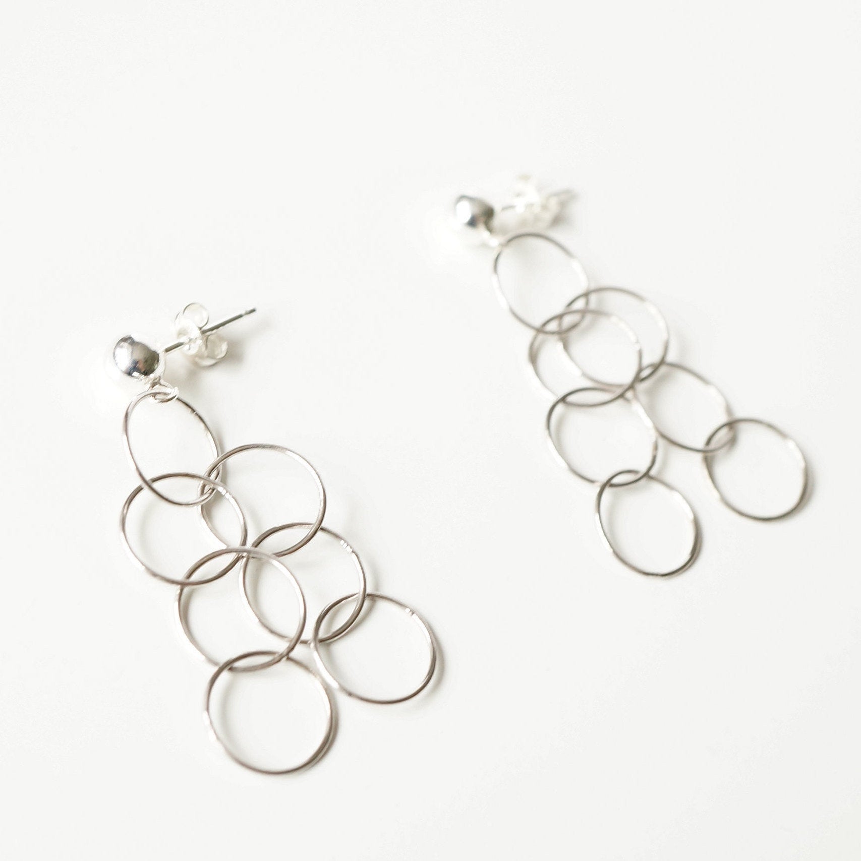 Silver loop earrings on sterling silver studs (Sirius)