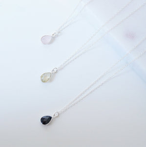 Black Spinel Gemstone Teardrop Sterling Silver Necklace (Isla) // Gift for her // Minimalist necklace //