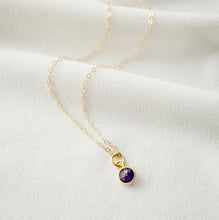 Load image into Gallery viewer, Tiny Amethyst on Gold Necklace (Cira) // Gift for sister // Present for mom // Dainty necklace
