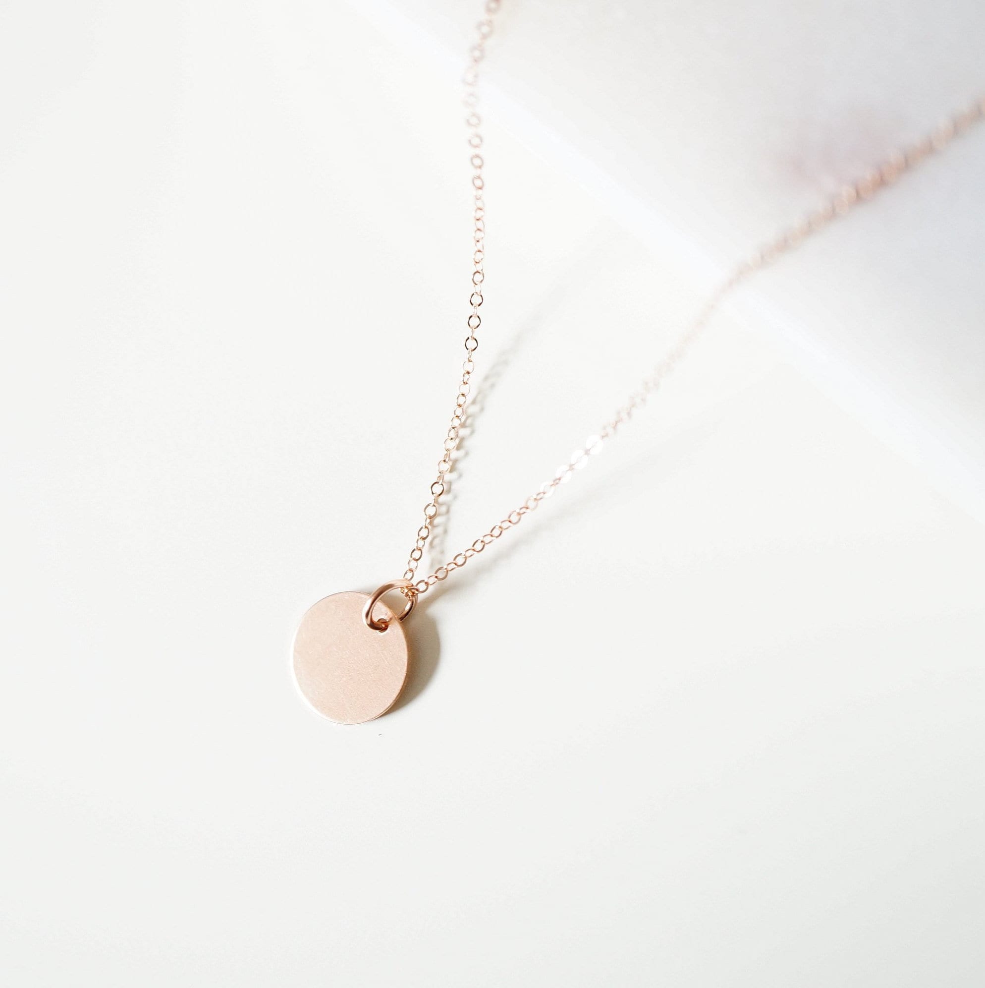 Rose Gold Coin on Rose Gold Necklace (Melanie) // Medium coin // Gift for sister // Present for mom // Dainty necklace
