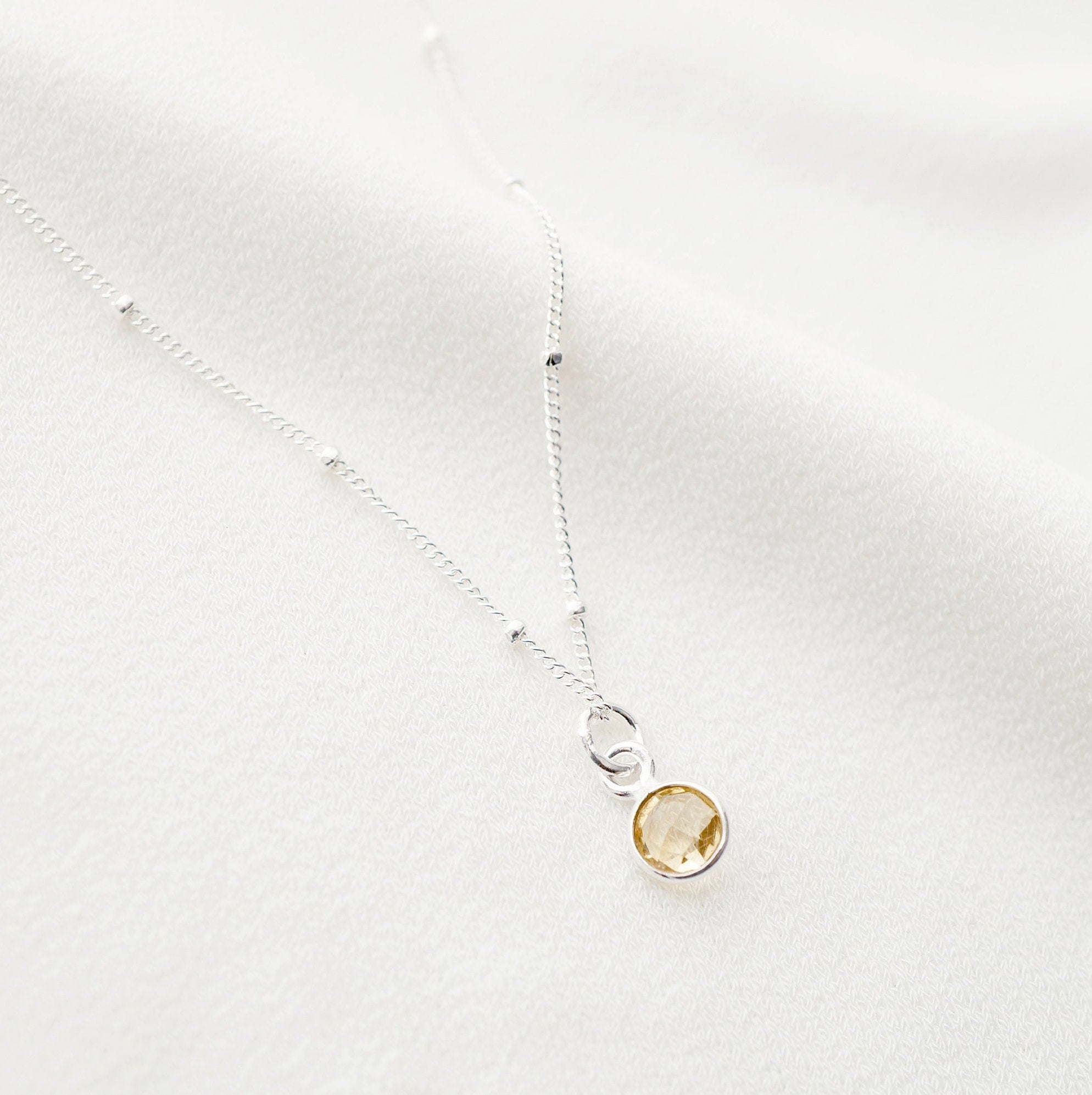 Tiny citrine on Sterling silver Necklace (Cira) // Gift for sister // November birthstone // Dainty necklace