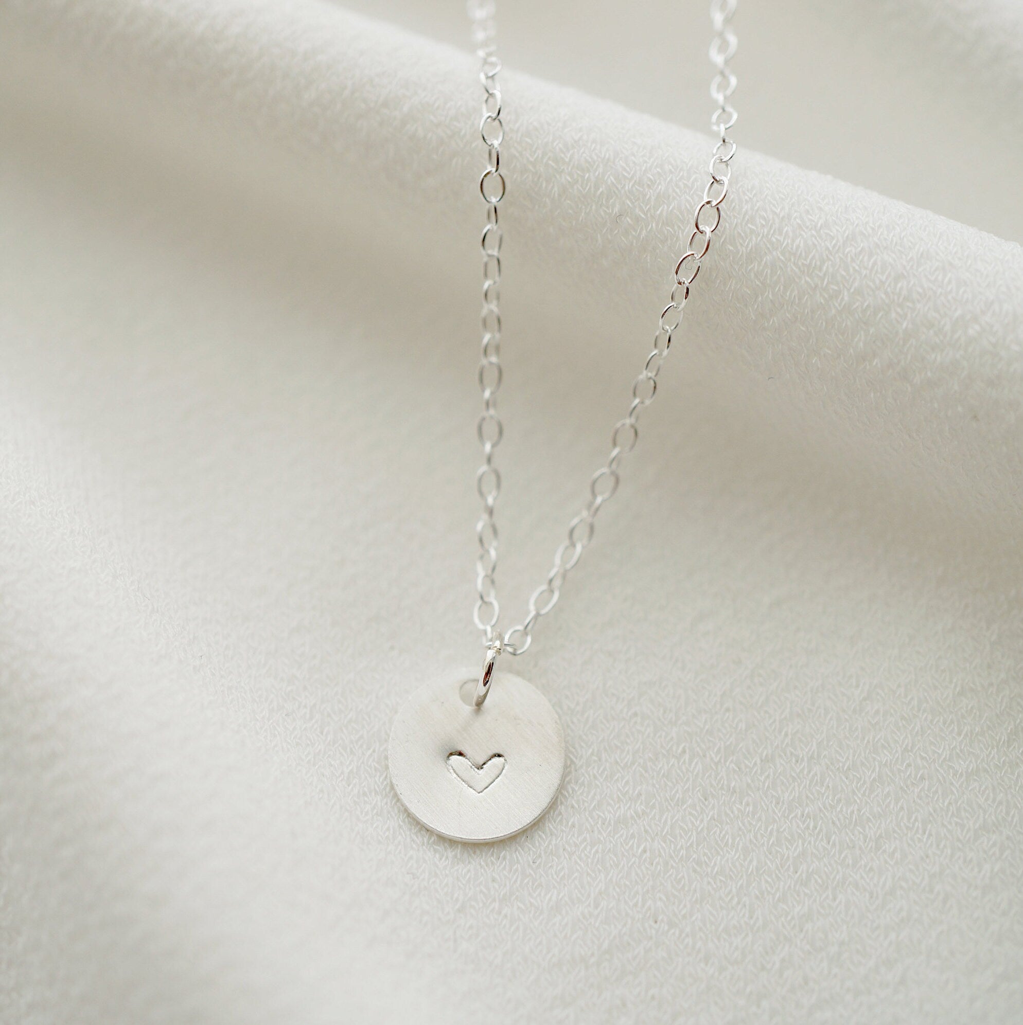 Tiny Personalized Silver Coin on Sterling silver Necklace (Carey) // Gift for sister // Personalized necklace // Personalized gift