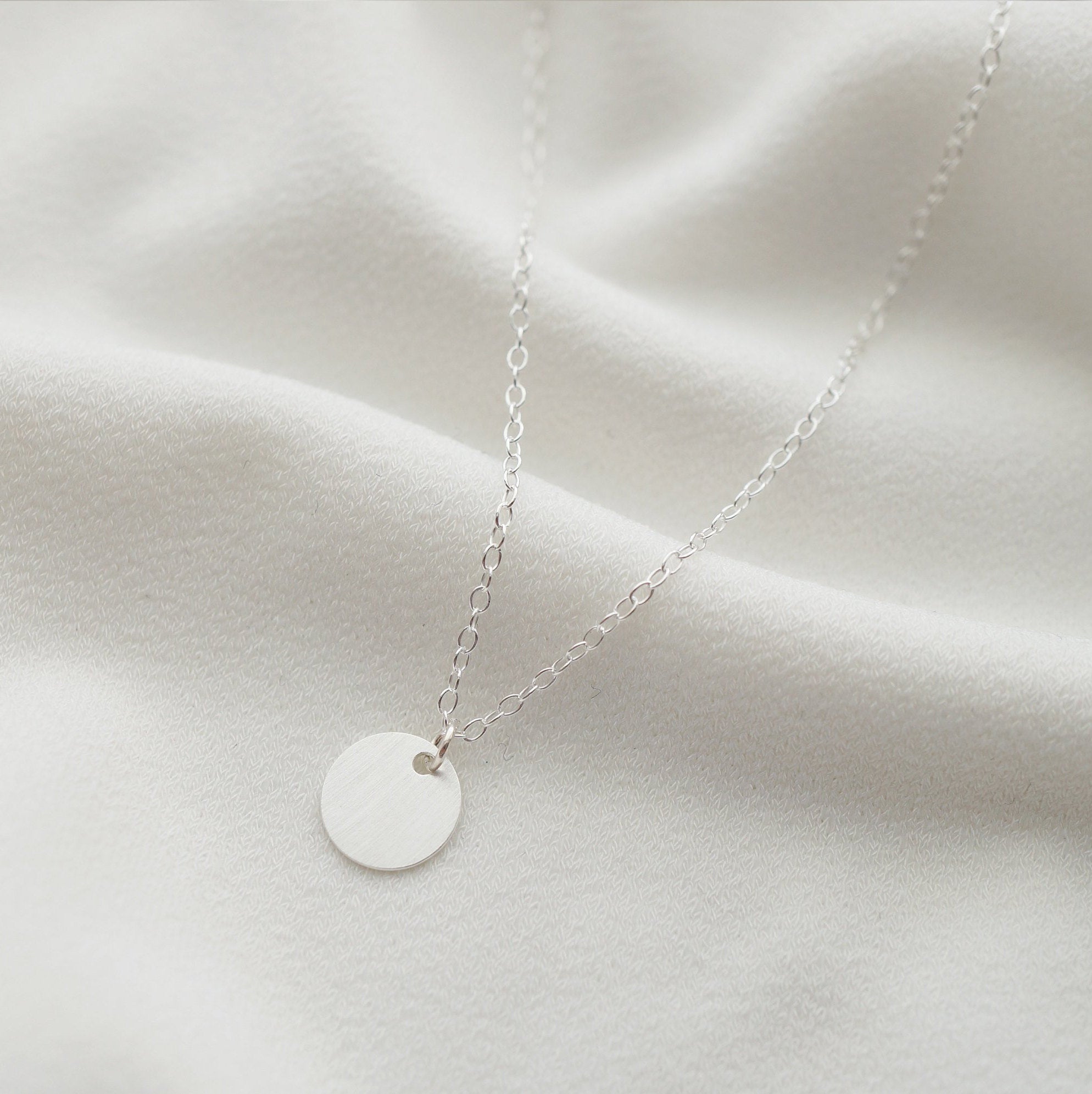 Tiny Silver Coin on Sterling silver Necklace (Cait)