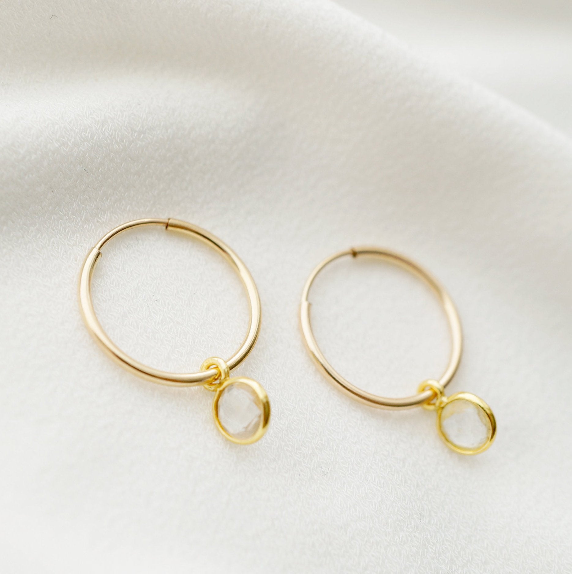 Quartz Gold Hoop Earrings (Valais)