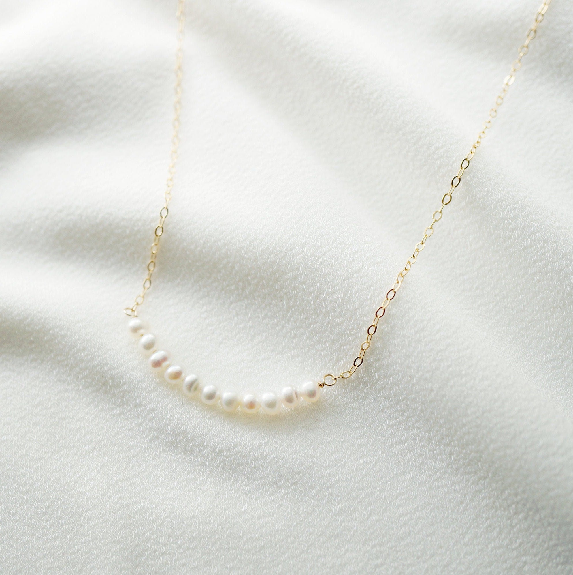 Tiny Pearl Rose Gold Necklace (Grace) // 14K Rose Gold filled Necklace // Bridal jewelry // Handmade jewelry // June birthstone