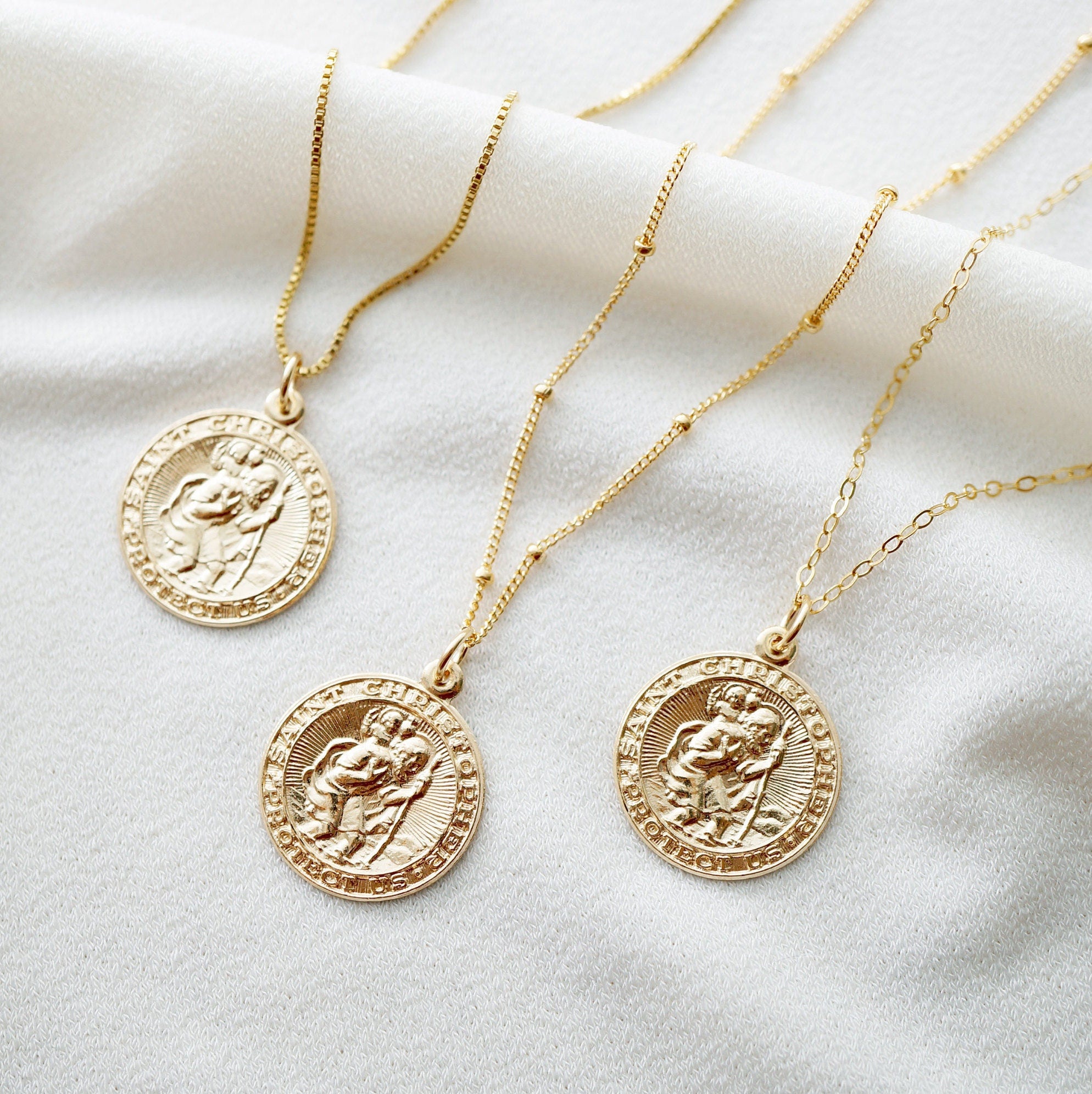 Traveler's Protection Gold Coin Medallion Necklace (St Christopher Regal) // 14K Gold filled // Gold Coin Jewelry // Minimalist jewelry