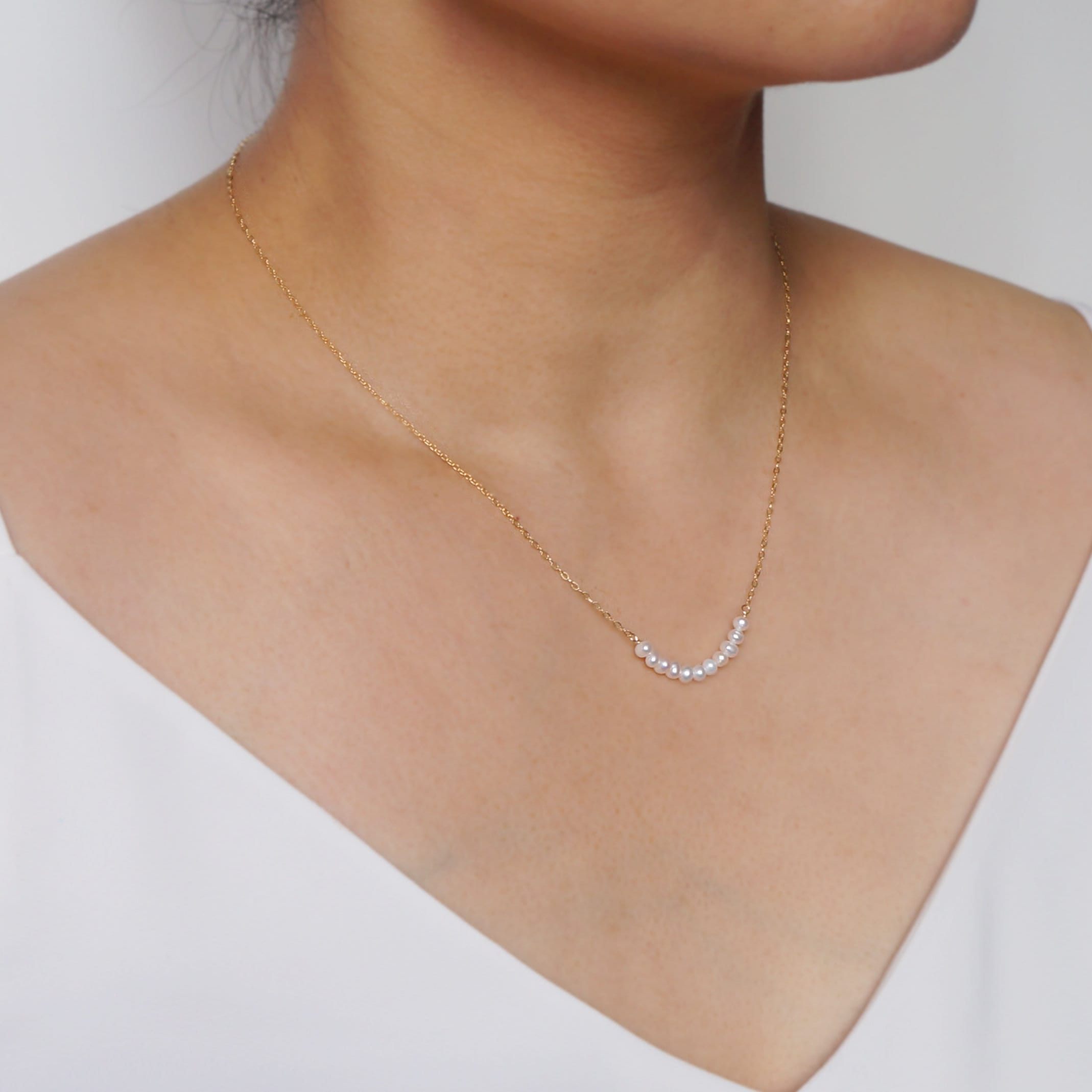 Tiny Pearl Gold Necklace (Grace) // 14K Gold filled Necklace // Bridal jewelry // Handmade jewelry // June birthstone