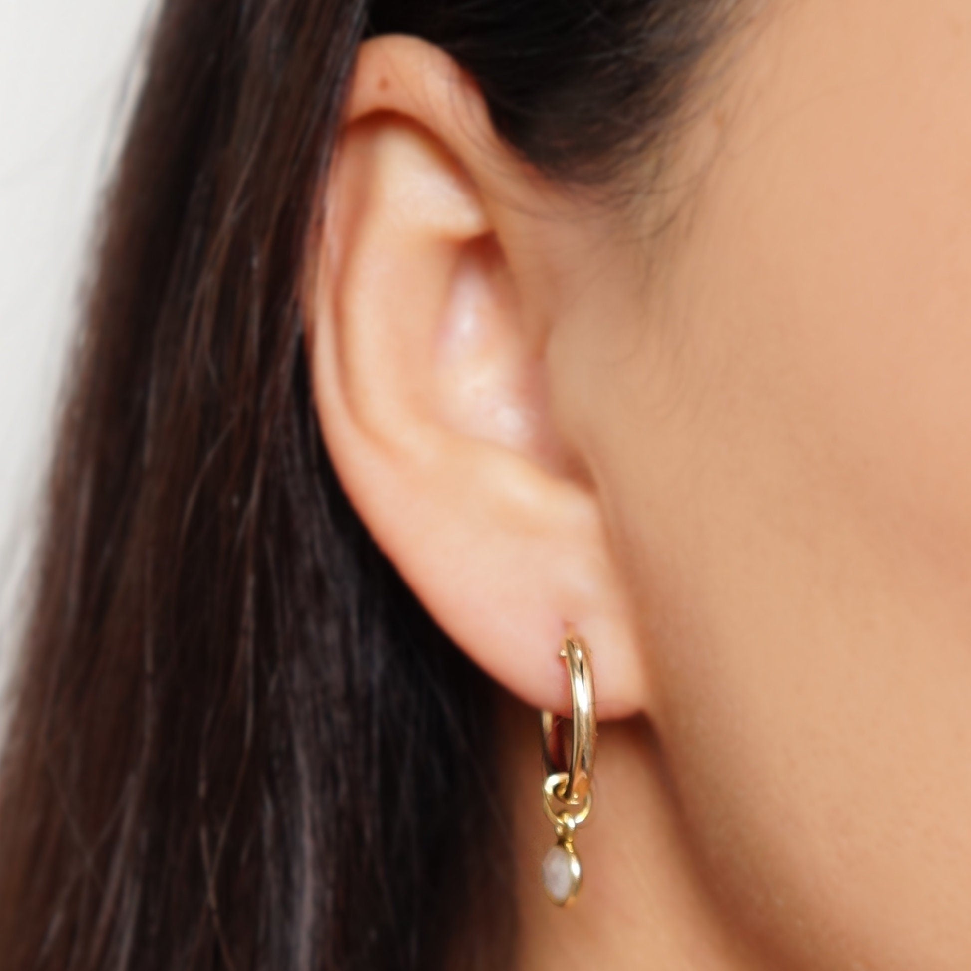 Moonstone Gold Hoop Earrings (Quinn) // Gifts for her // Handmade earrings // Minimalist jewelry