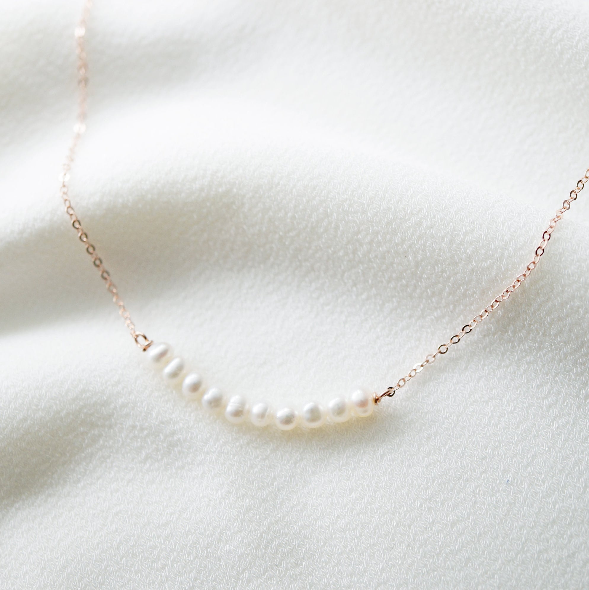 Tiny Pearl Gold Necklace (Grace) // 14K Gold filled Necklace // Bridal jewelry // Handmade jewelry // June birthstone