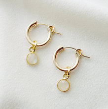 Load image into Gallery viewer, Moonstone Gold Hoop Earrings (Quinn) // Gifts for her // Handmade earrings // Minimalist jewelry