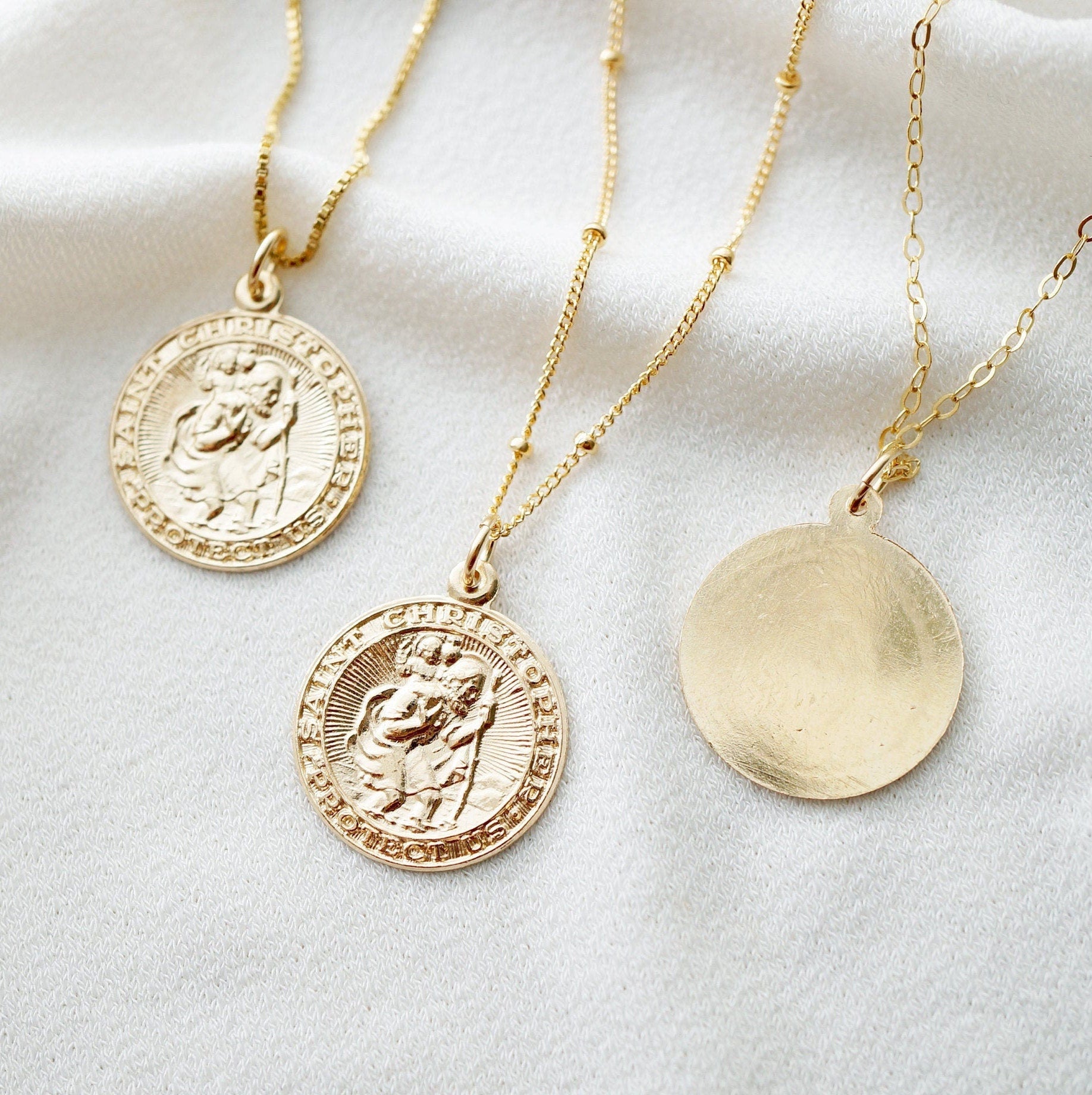 Traveler's Protection Gold Coin Medallion Necklace (St Christopher Regal) // 14K Gold filled // Gold Coin Jewelry // Minimalist jewelry