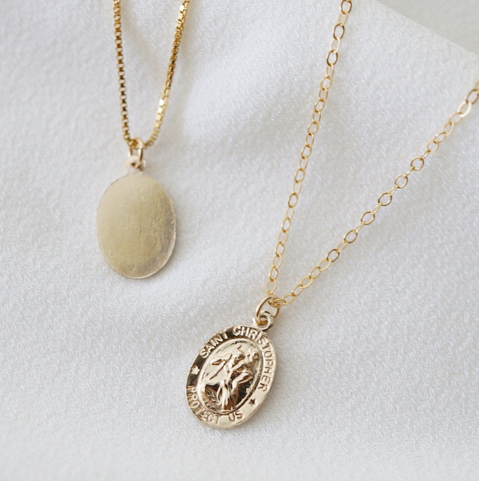 Traveler's Protection Small Silver Coin Necklace (St Christopher Spiro) // Sterling Silver // 14K Gold filled // Religious Jewelry