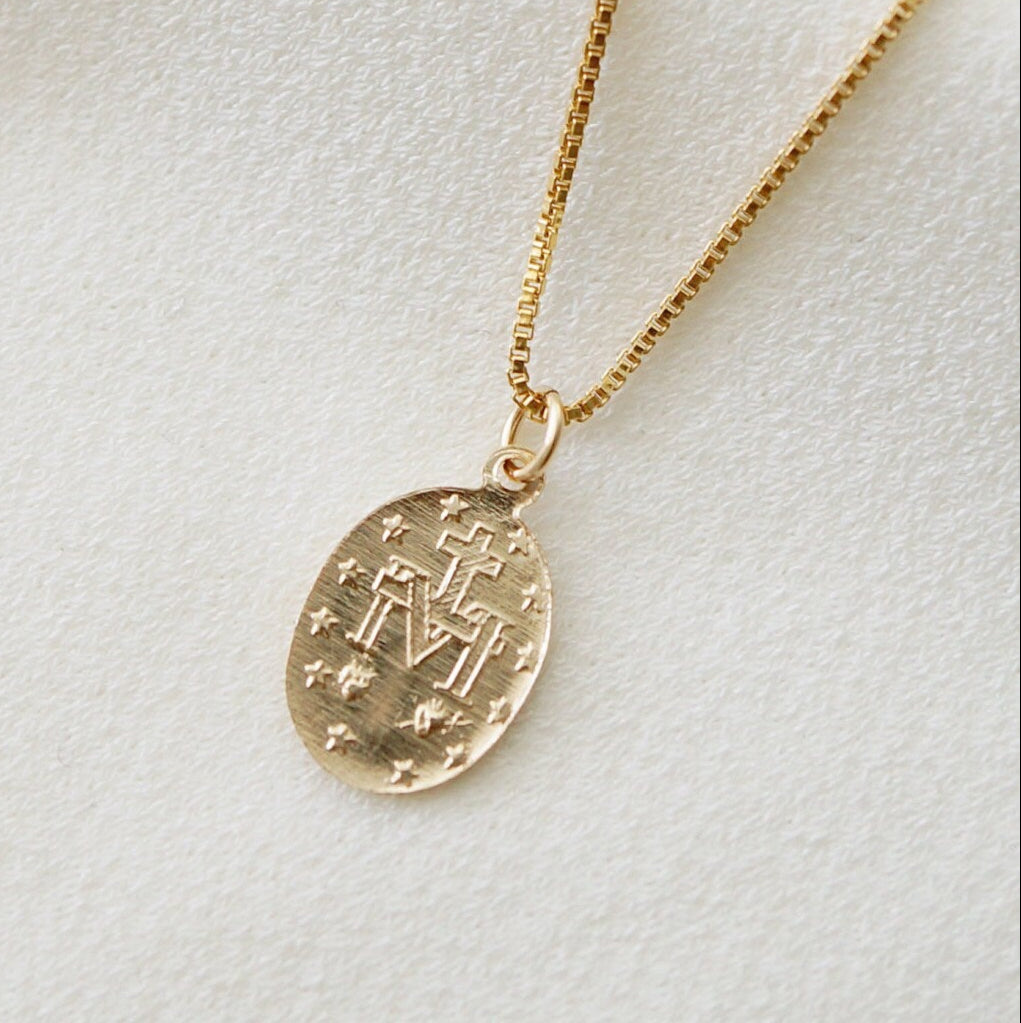 Petite Blessed Mother Virgin Mary Gold Coin Medallion Necklace (Mary Pico) // 14K Gold filled // Gold Coin Jewelry // Religious Jewelry