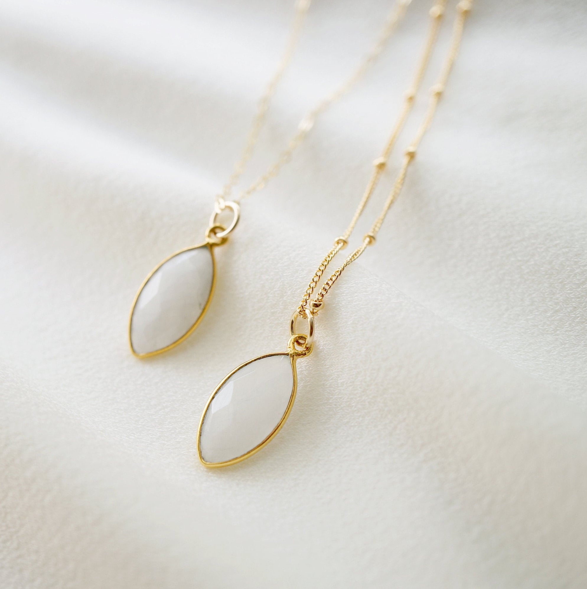 Moonstone Gold Marquise Necklace (Arabella) // Gift for her // Minimalist jewellery // June birthstone