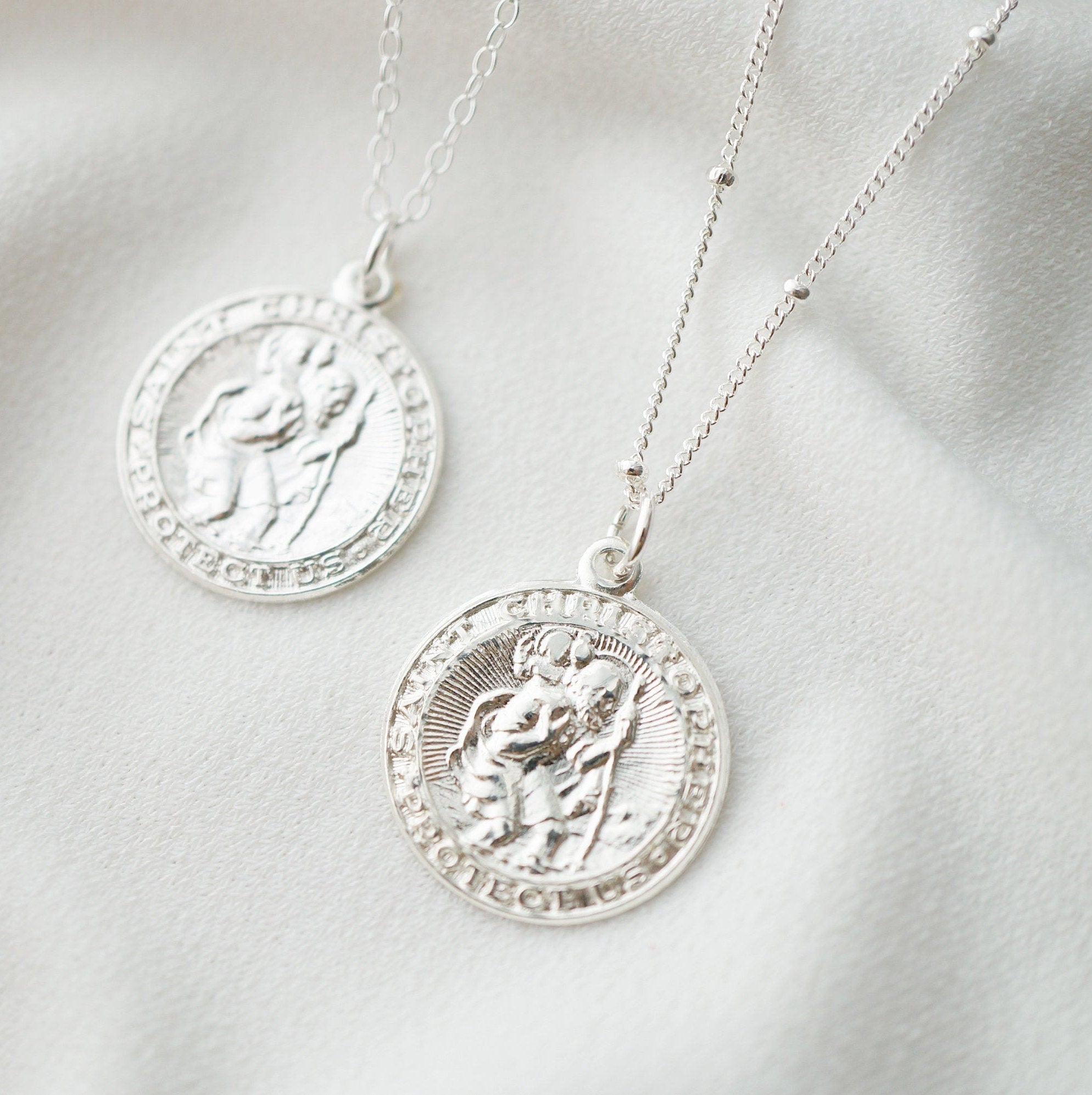Traveler's Protection Silver Coin Medallion Necklace (St Christopher Regal) // Saint Christopher Medal // Travel Gift // Religious Catholic