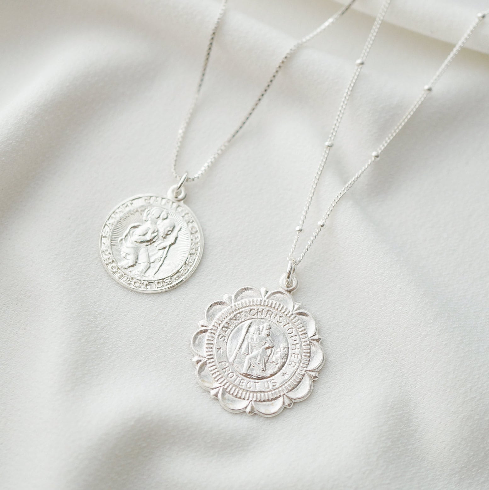 Traveler's Silver Coin Medallion Necklace (St Christopher Luxe) // Sterling Silver // Silver Coin Jewelry // Minimalist jewelry
