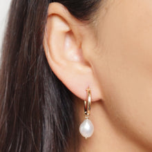 Load image into Gallery viewer, Baroque Pearl Sterling Silver Hoop Earrings (Claudette) // Bridal earrings // Handmade earrings // Wedding jewelry