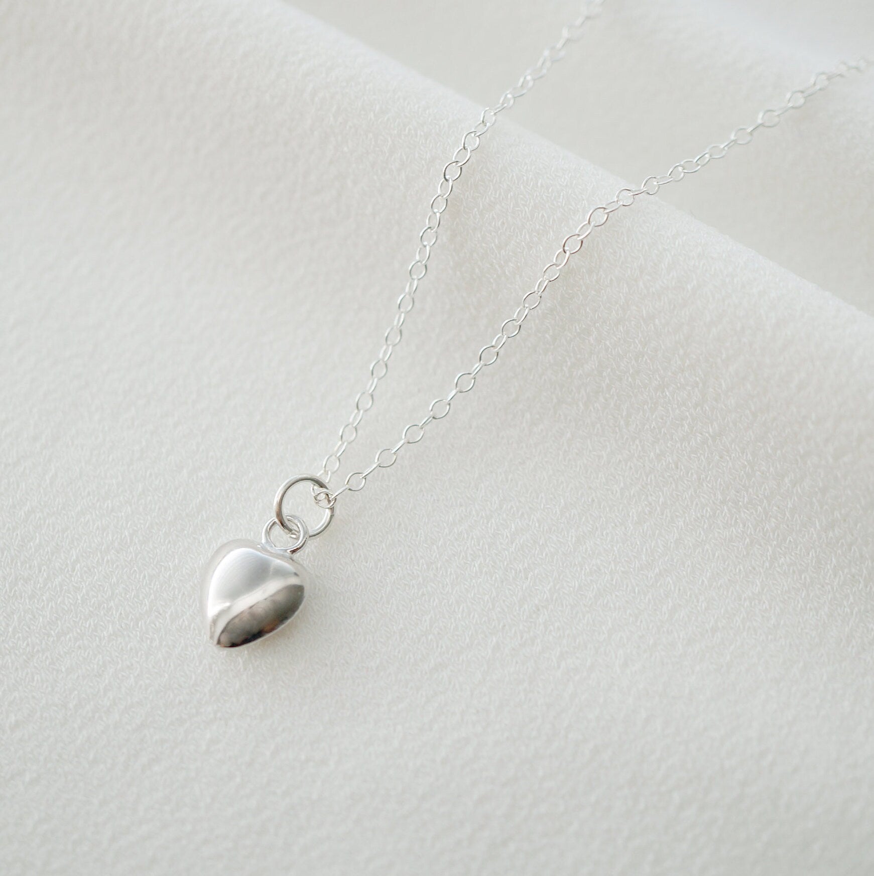 Tiny Sterling Silver Heart Necklace (Clementine) // Heart Charm // Gift for her // Minimalist jewelry