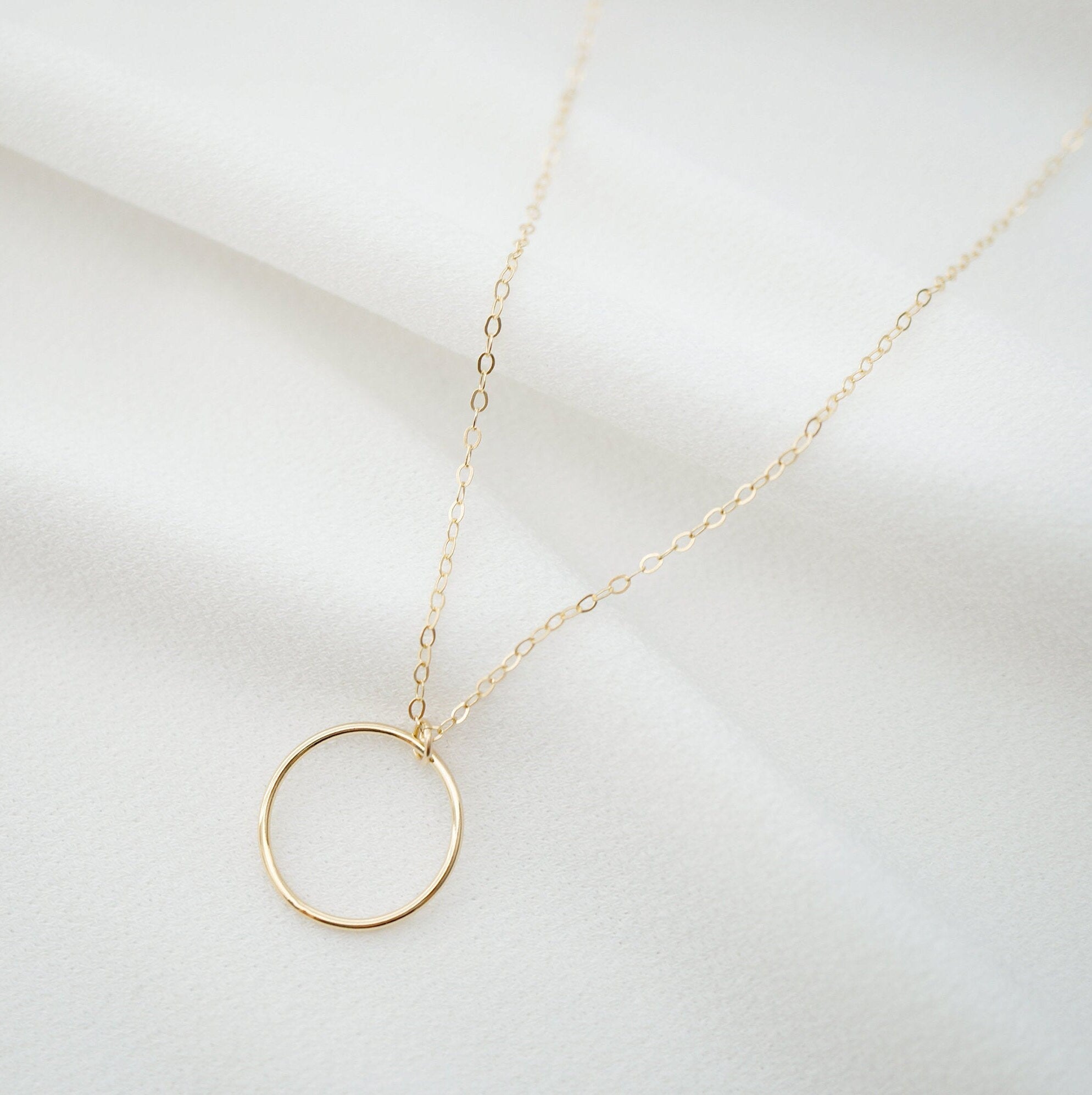 Gold Circle Hoop Pendant on 14K Gold fill Necklace (Davi) // Eternity Necklace // Gift for her // Minimalist jewelry