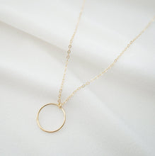 Load image into Gallery viewer, Gold Circle Hoop Pendant on 14K Gold fill Necklace (Davi) // Eternity Necklace // Gift for her // Minimalist jewelry