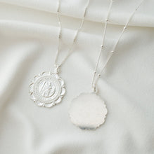 Load image into Gallery viewer, Traveler&#39;s Silver Coin Medallion Necklace (St Christopher Luxe) // Sterling Silver // Silver Coin Jewelry // Minimalist jewelry