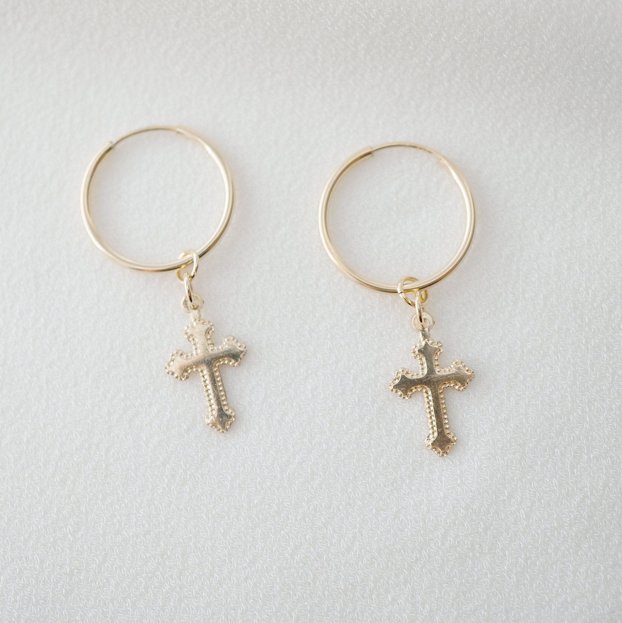 Gold Cross Hoop Earrings (Esmena) // Gold Infinity hoop // Gifts for her // Minimalist jewelry