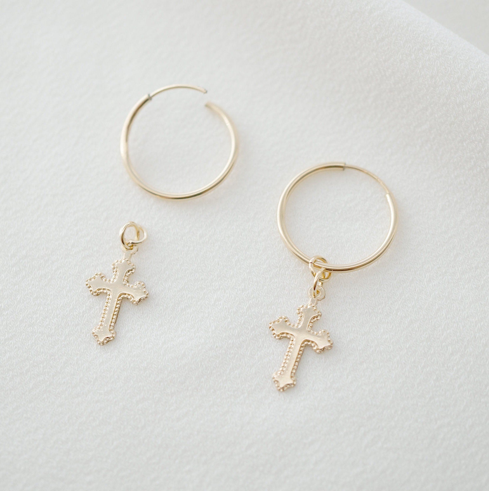 Gold Cross Hoop Earrings (Esmena) // Gold Infinity hoop // Gifts for her // Minimalist jewelry