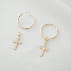 Gold Cross Hoop Earrings (Esmena) // Gold Infinity hoop // Gifts for her // Minimalist jewelry