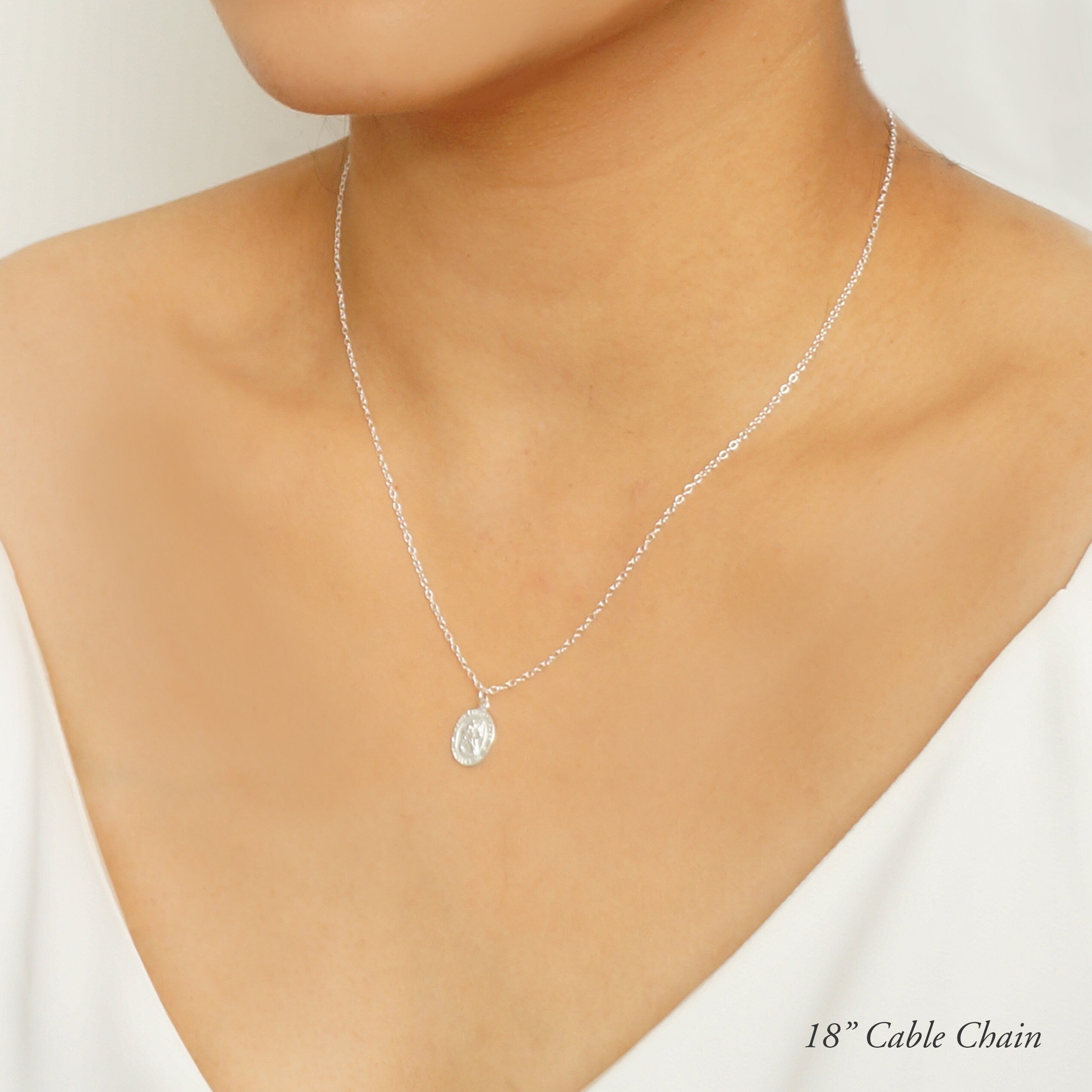 Traveler's Protection Small Silver Coin Necklace (St Christopher Spiro) // Sterling Silver // 14K Gold filled // Religious Jewelry