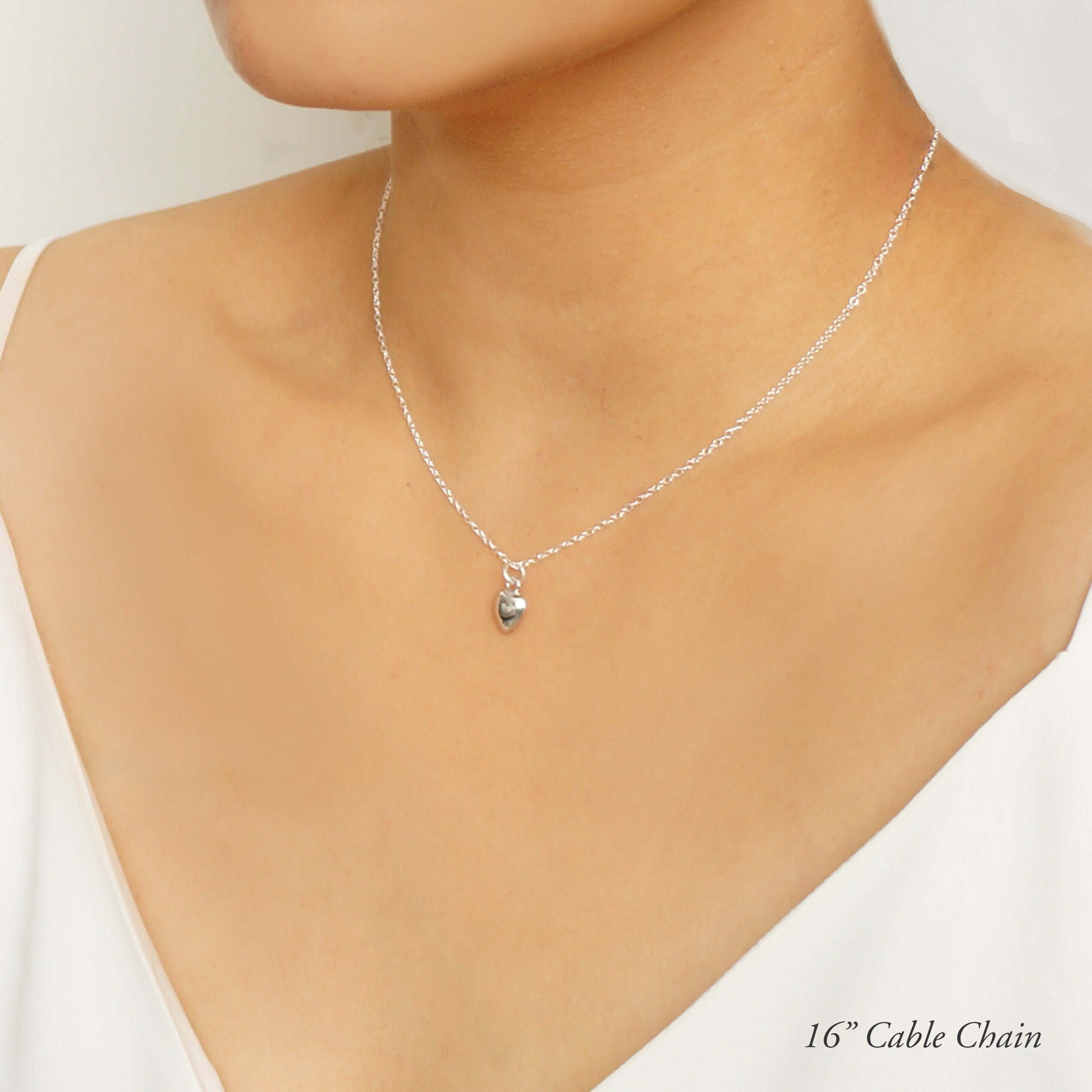 Tiny Sterling Silver Heart Necklace (Clementine) // Heart Charm // Gift for her // Minimalist jewelry