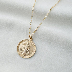 Blessed Mother Virgin Mary Gold Coin Medallion Necklace (Mary Regal) // 14K Gold filled // Gold Coin Jewelry // Minimalist jewelry