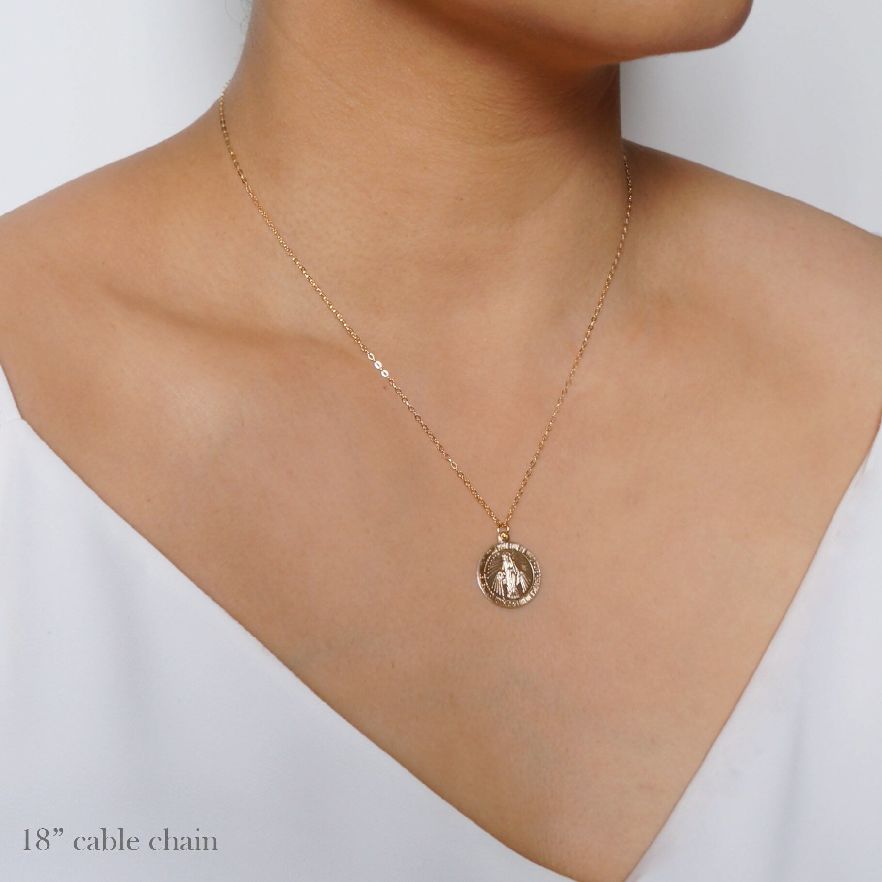 Blessed Mother Virgin Mary Gold Coin Medallion Necklace (Mary Regal) // 14K Gold filled // Gold Coin Jewelry // Minimalist jewelry