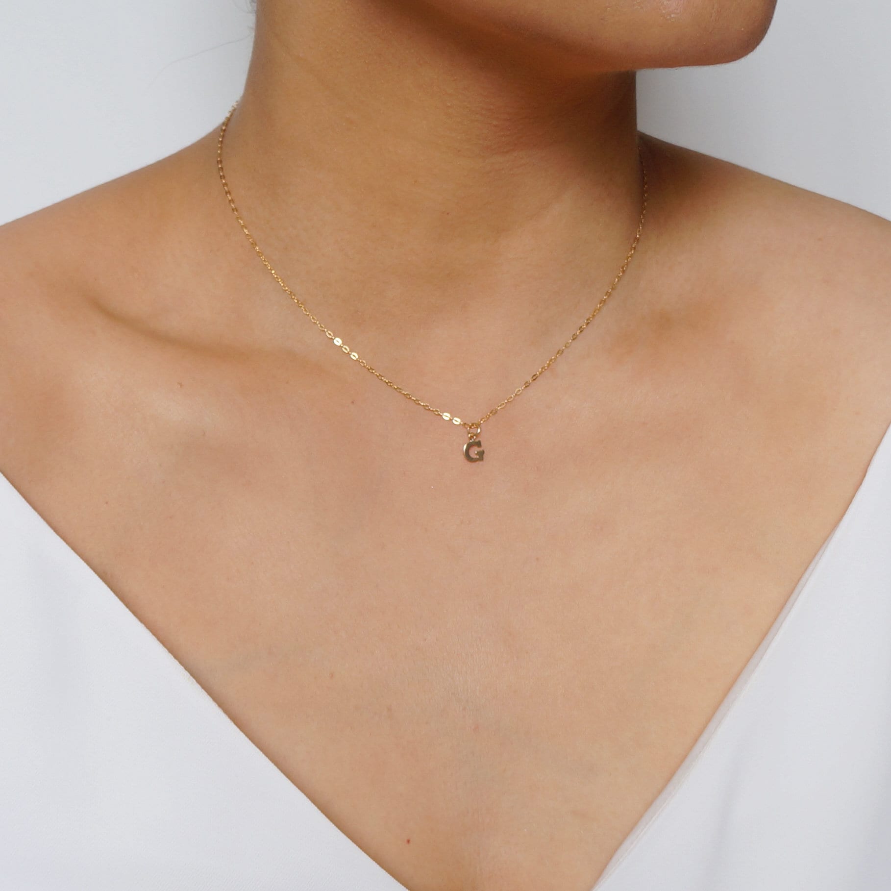 Tiny Gold Initial Charm Necklace (Maraval) // Initial necklace // Personalized necklace // Gold Filled Jewelry