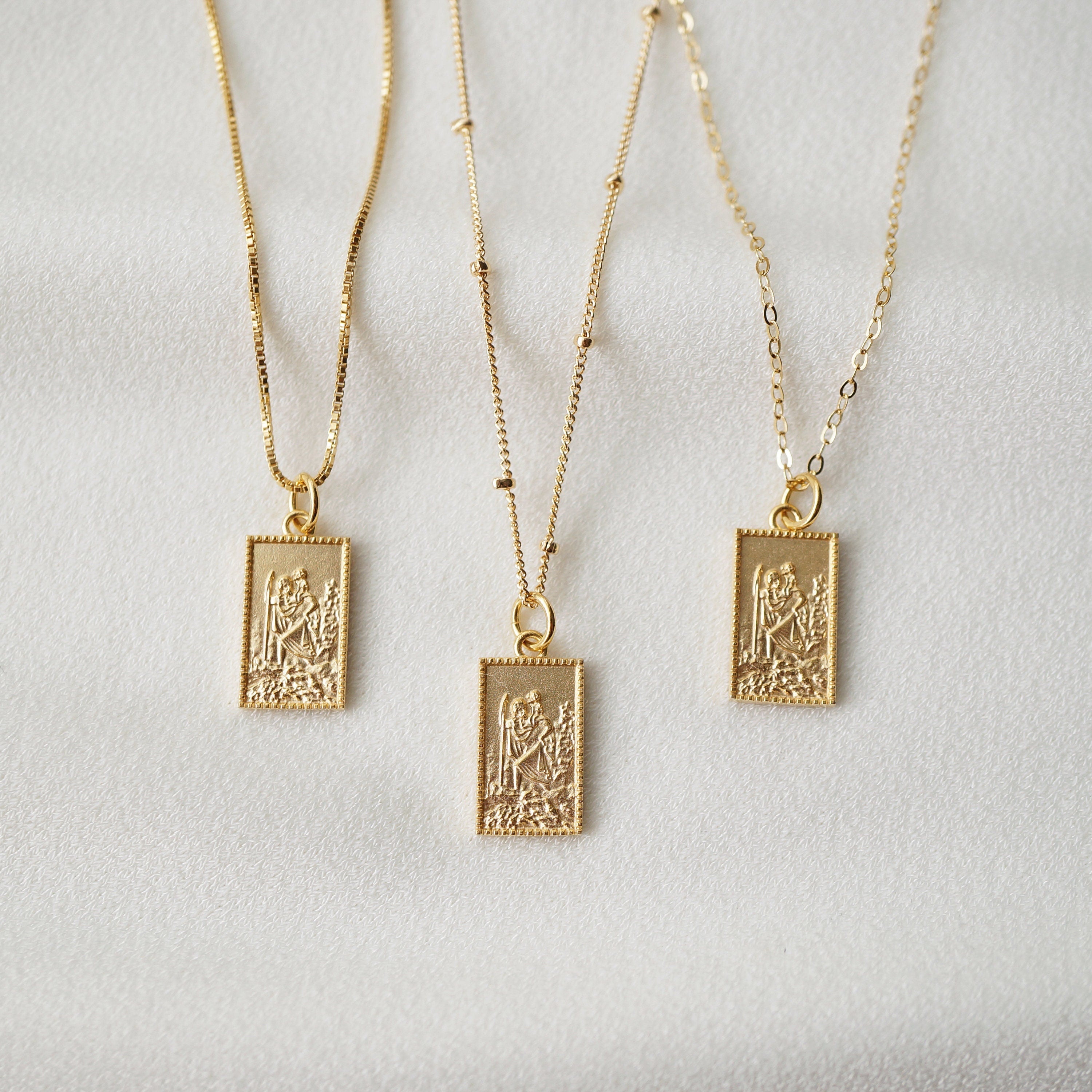 Traveler's Protection Gold Vermeil Necklace (St Christopher Kane) // 14K Gold filled Chain // Gold Vermeil Pendant // Minimalist jewelry