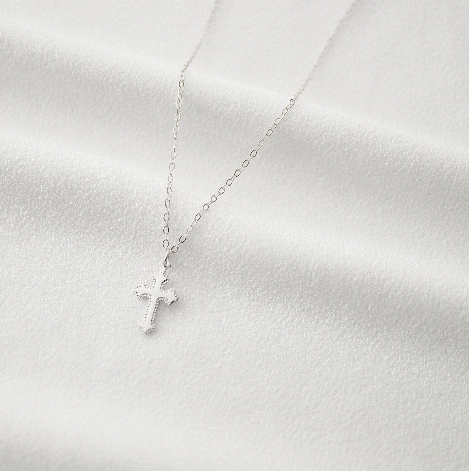 Tiny Sterling Silver Cross Necklace (Jada)