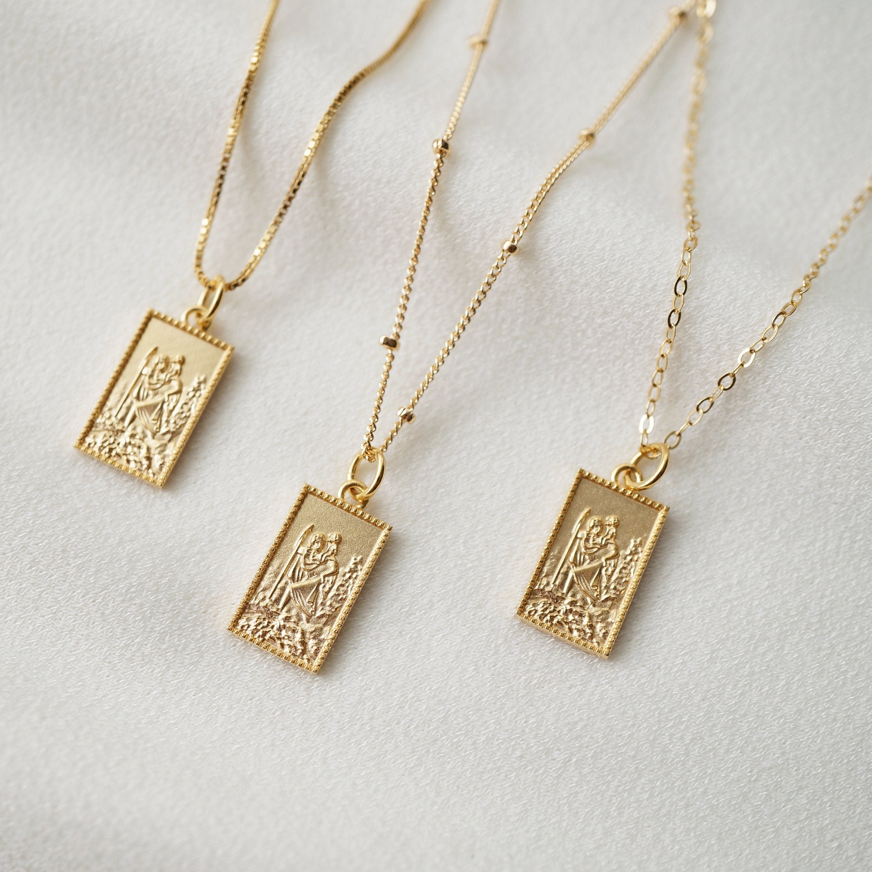 Traveler's Protection Gold Vermeil Necklace (St Christopher Kane) // 14K Gold filled Chain // Gold Vermeil Pendant // Minimalist jewelry