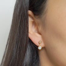 Load image into Gallery viewer, Tiny Moonstone Earrings on 14K Gold-fill studs (Cira) // Gift for her // Minimalist earring //