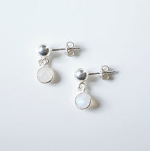 Load image into Gallery viewer, Tiny Moonstone Sterling Silver Studs (Marseille) // Gift for her // Minimalist earring //