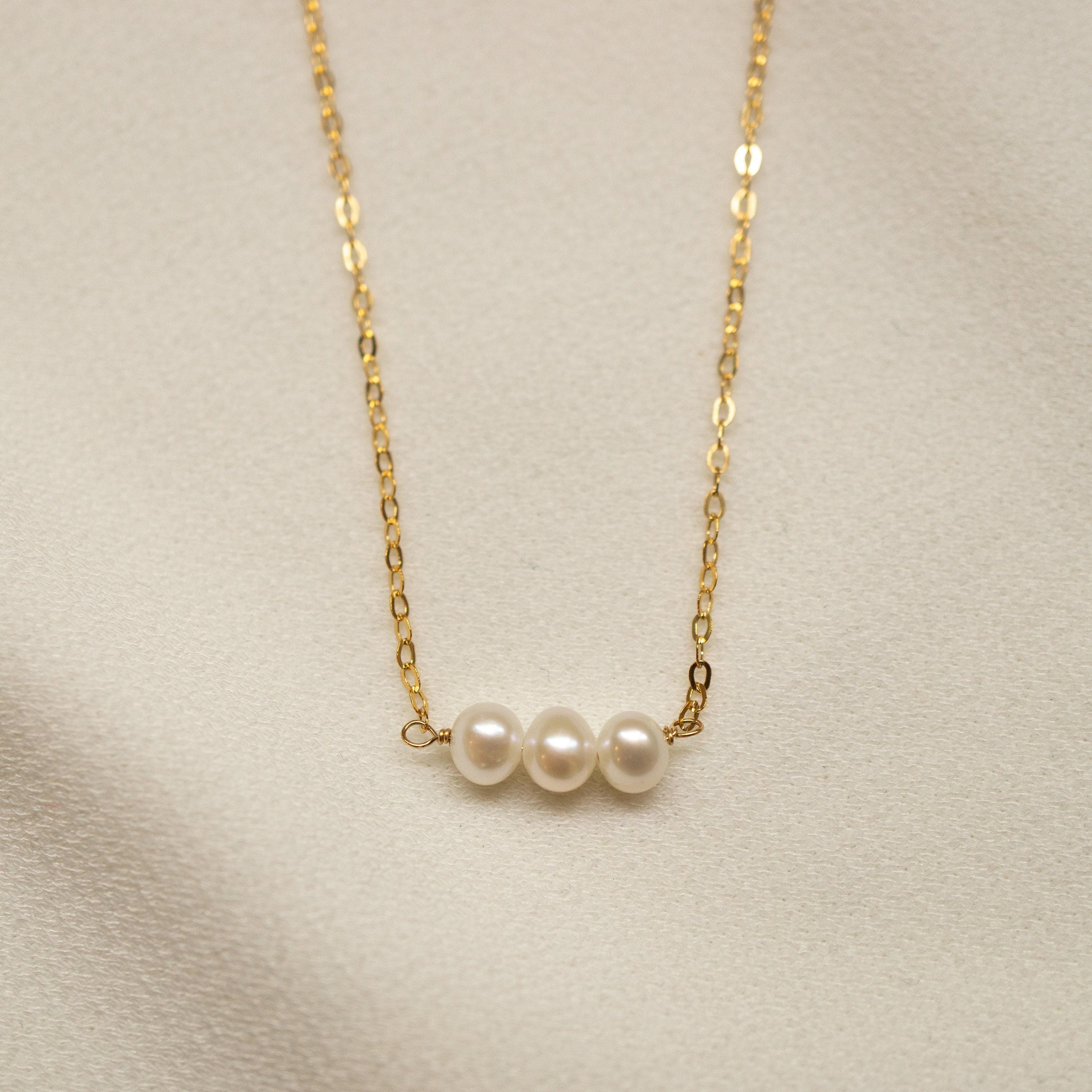 Sabine Freshwater Pearl Necklace – Three Pearl Pendant on 18" 14K Gold Fill Cable Chain