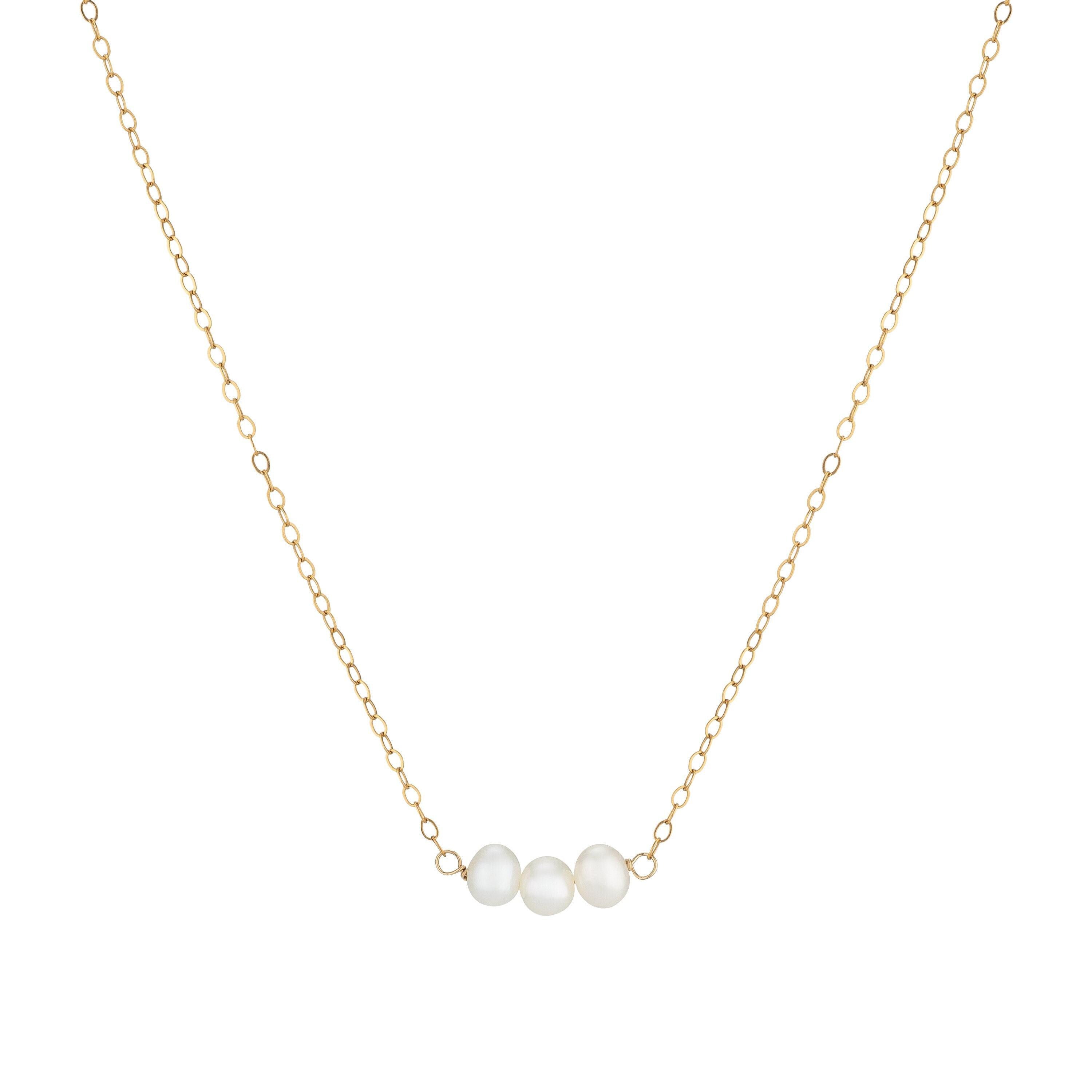 Sabine Freshwater Pearl Necklace – Three Pearl Pendant on 18" 14K Gold Fill Cable Chain
