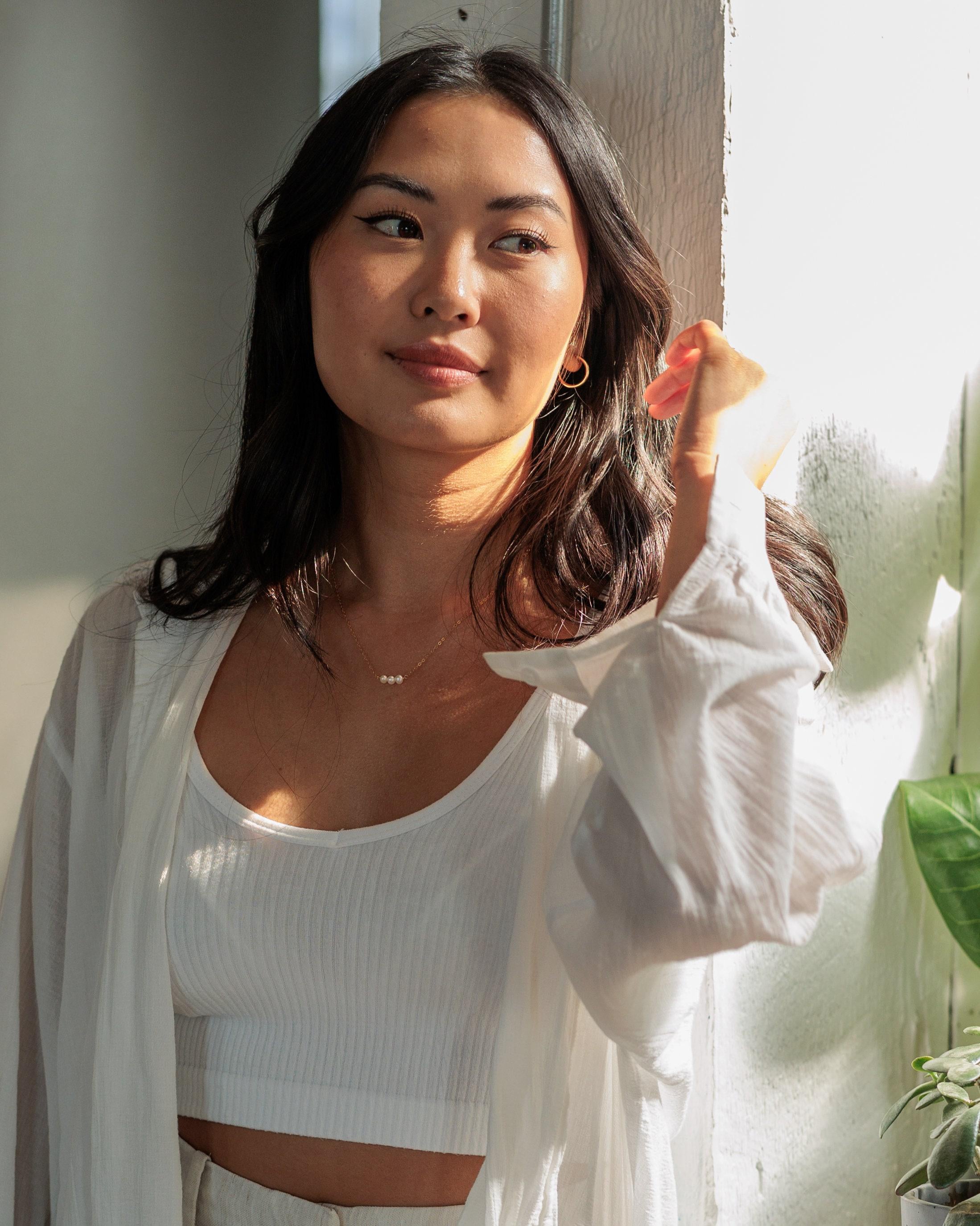 Sabine Freshwater Pearl Necklace – Three Pearl Pendant on 18" 14K Gold Fill Cable Chain