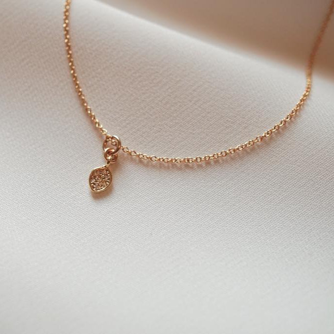 Nixie Tiny Vermeil Marquise Pendant – Dainty CZ Necklace on Adjustable Gold Fill Chain
