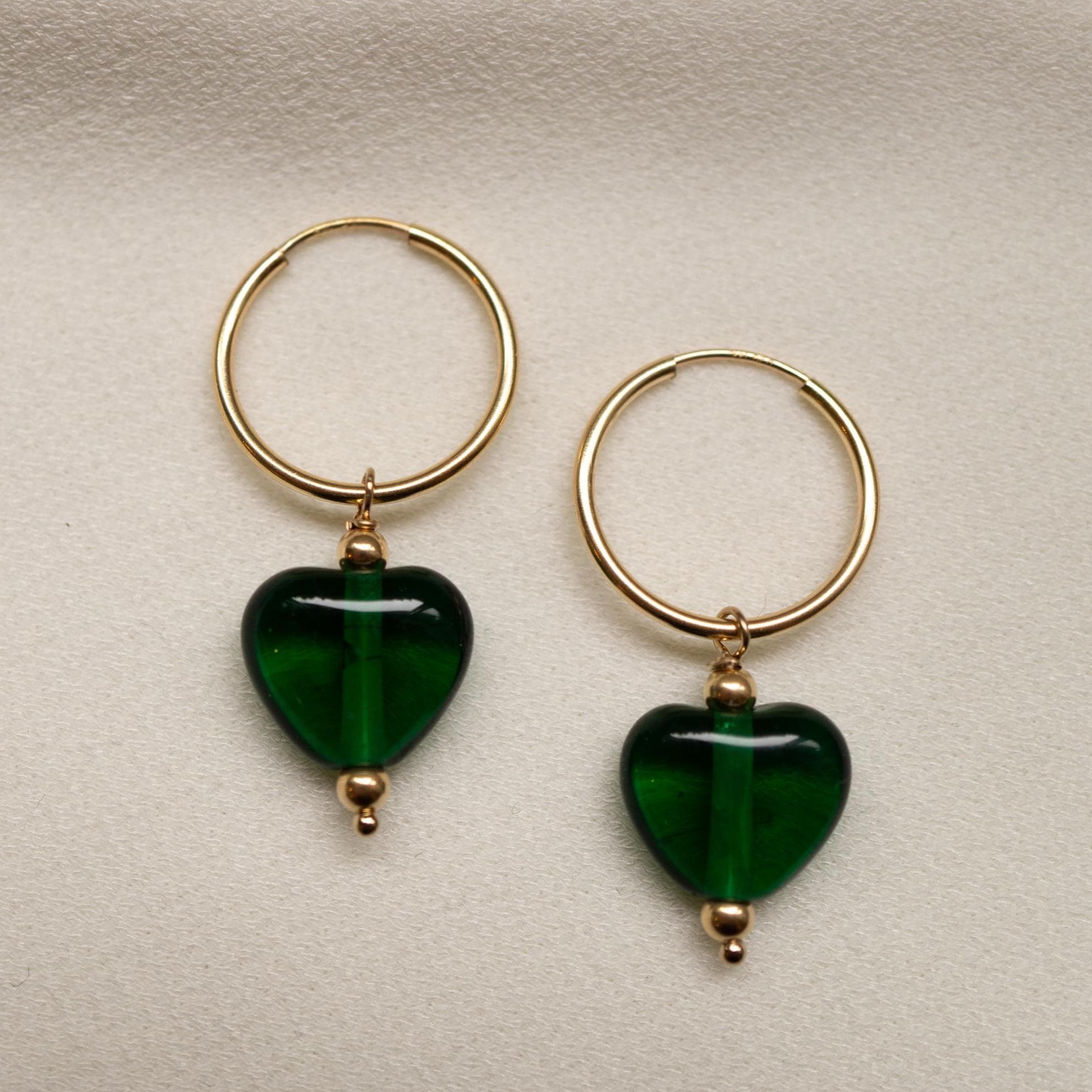 14K Gold Fill Pressed Glass Hoop Earrings // DayGlow Collection