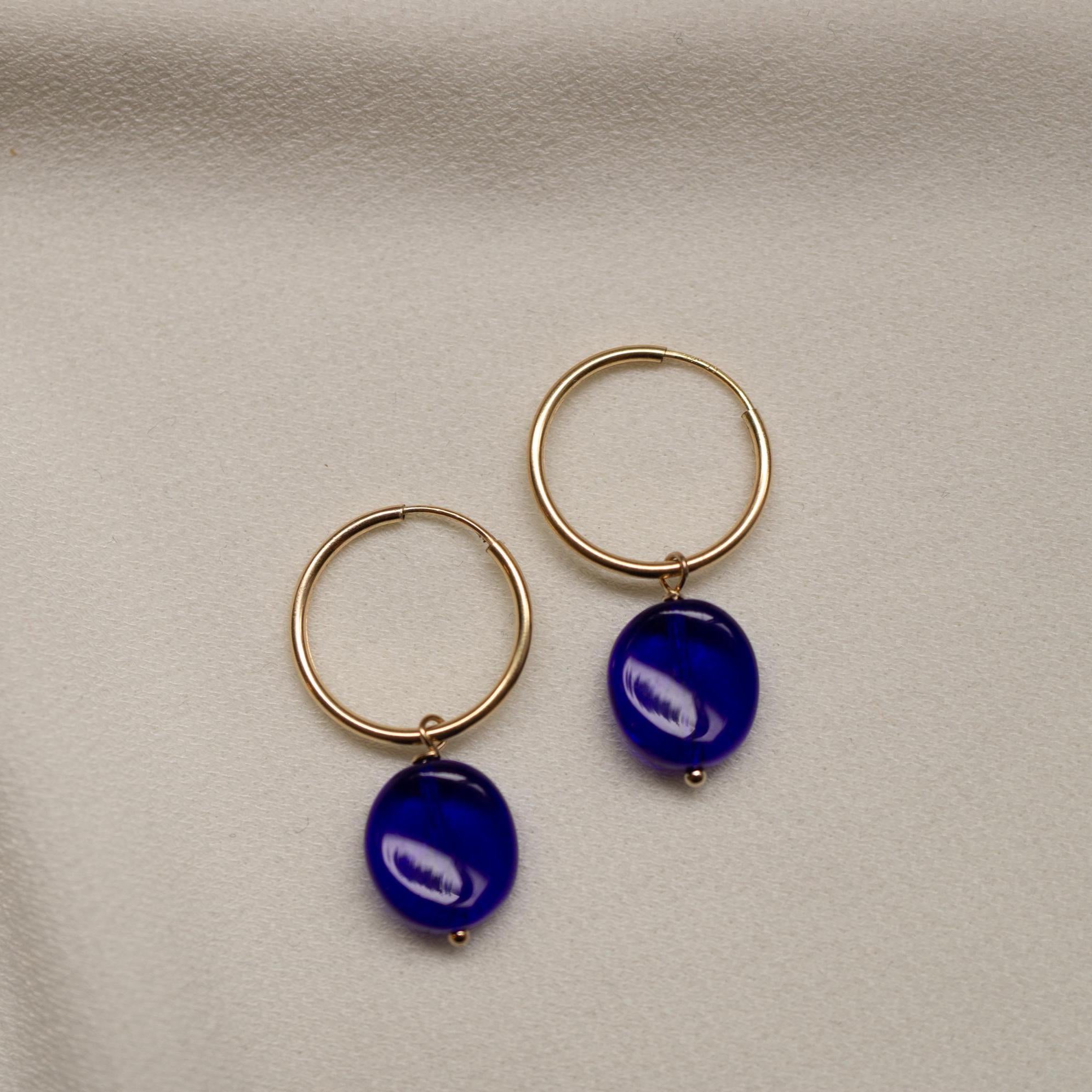 14K Gold Fill Pressed Glass Hoop Earrings // DayGlow Collection