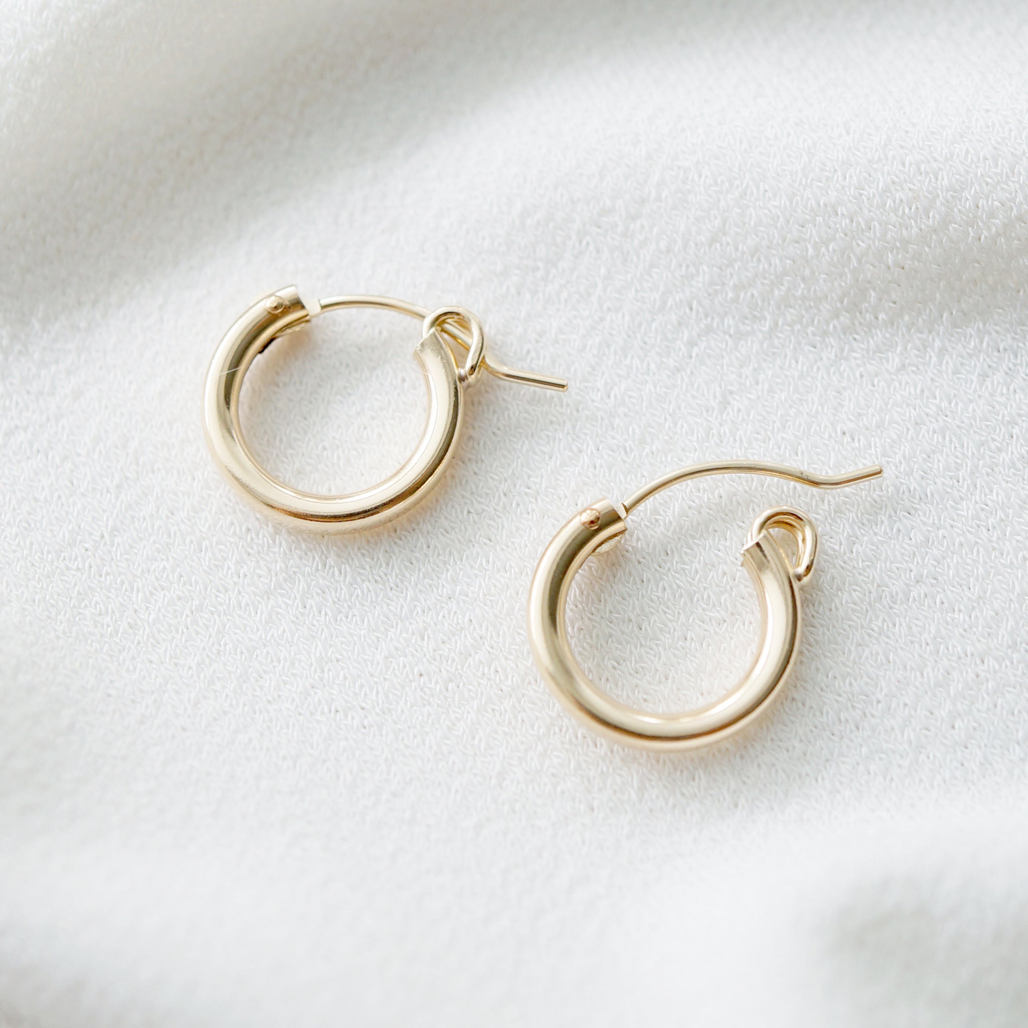 Petite gold sales hoop earrings