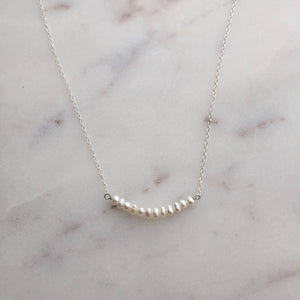 Tiny Pearls on sterling silver necklace (Grace) // Gift for her // Handmade Jewellery // June Birth stone