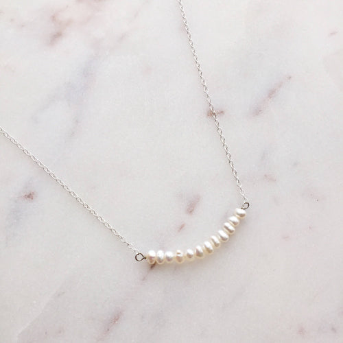 Tiny Pearls on sterling silver necklace (Grace) // Gift for her // Handmade Jewellery // June Birth stone