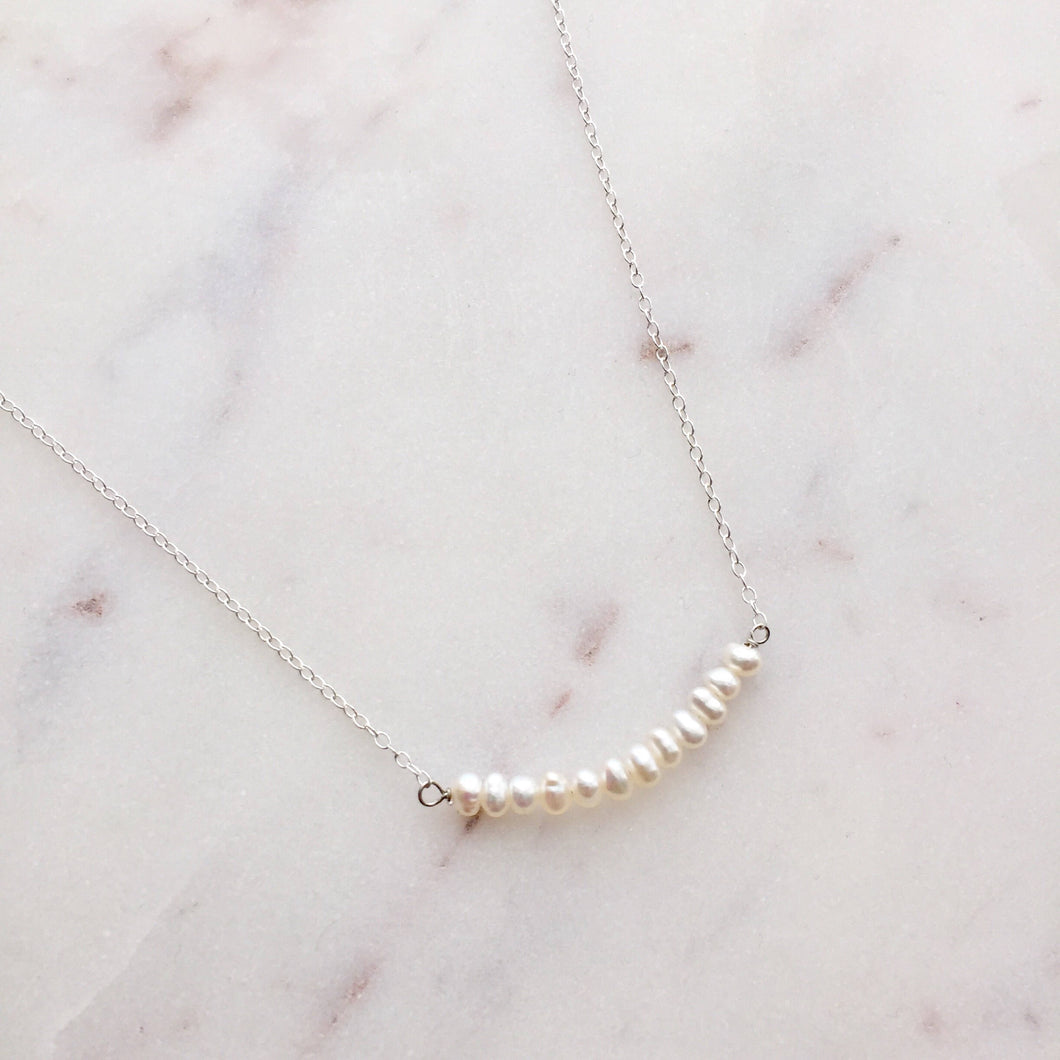 Tiny Pearls on sterling silver necklace (Grace) // Gift for her // Handmade Jewellery // June Birth stone