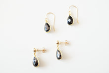Load image into Gallery viewer, Black Spinel Teardrop Earring on 14K Gold-fill studs (Isla) // Gift for her // Minimalist earring //
